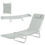 Sun Lounger Foldable Reclining Chair With Headrest | Light Grey
