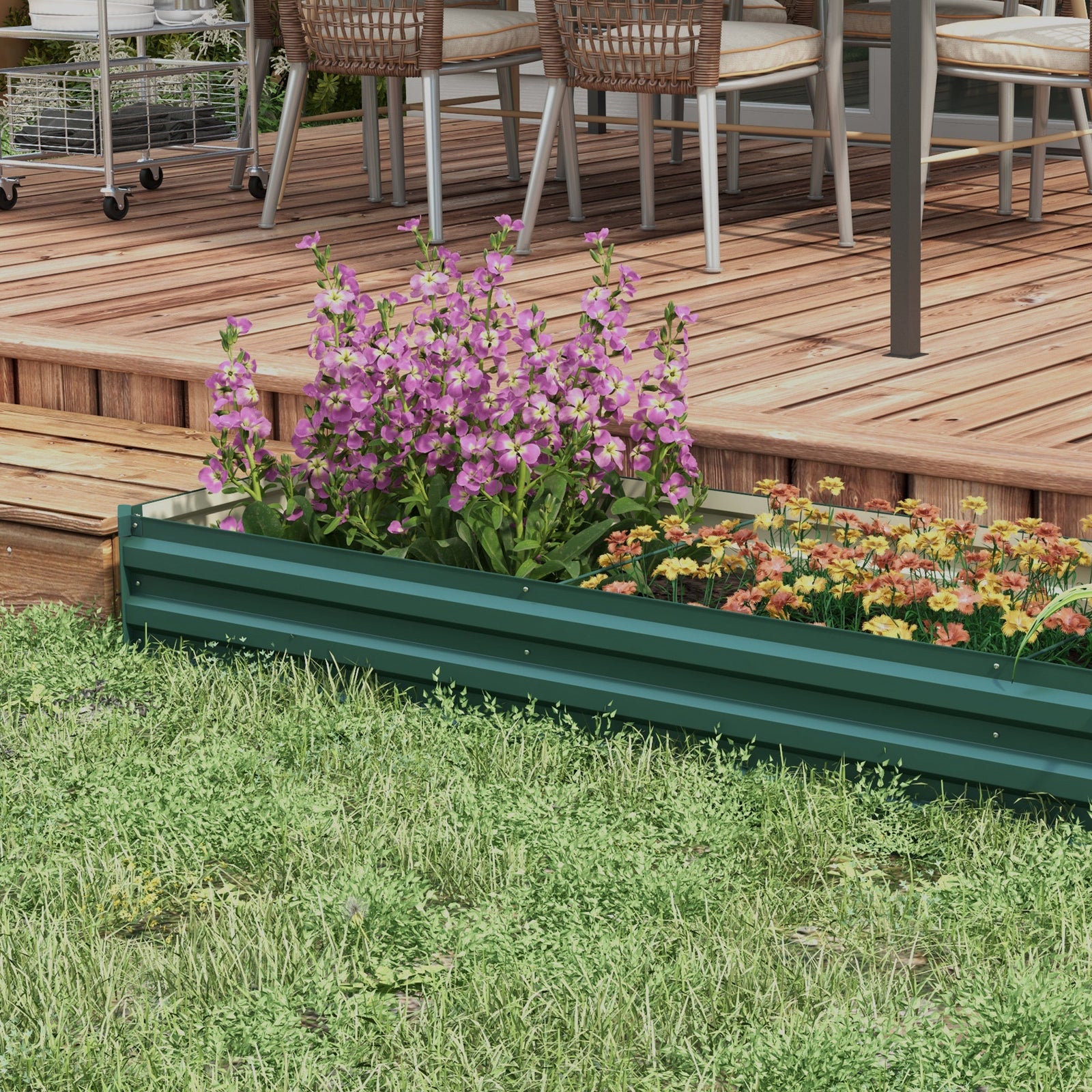 Galvanised Raised Bed For Garden, Outdoor Elevated Planter Box | Green
