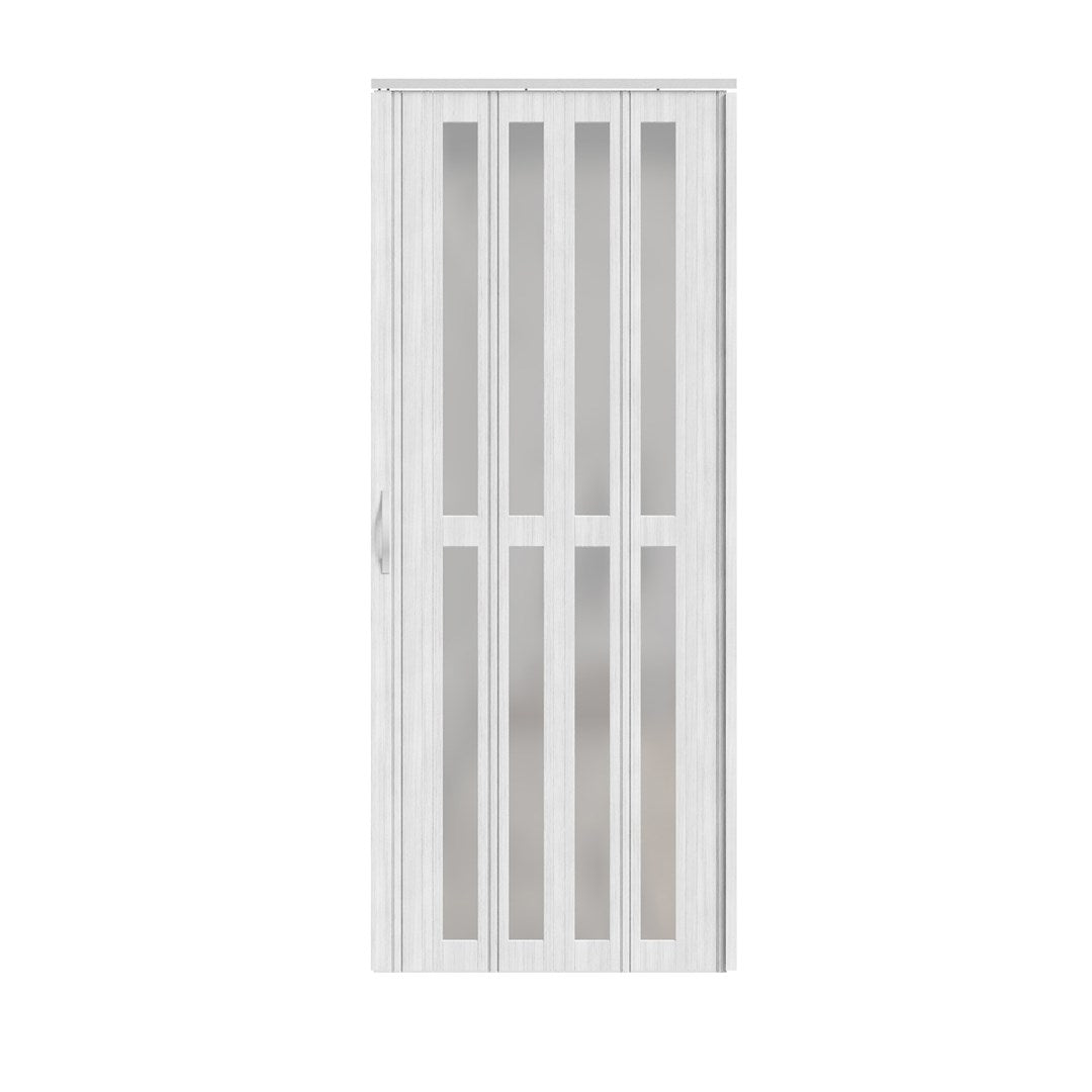 Breeins Magnetic Sliding Pvc Concertina Folding Door With Full Glass Panels