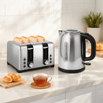 4 Slice Wide Slot Toaster And 1.7l Rapid Boil Kettle Set | Silver
