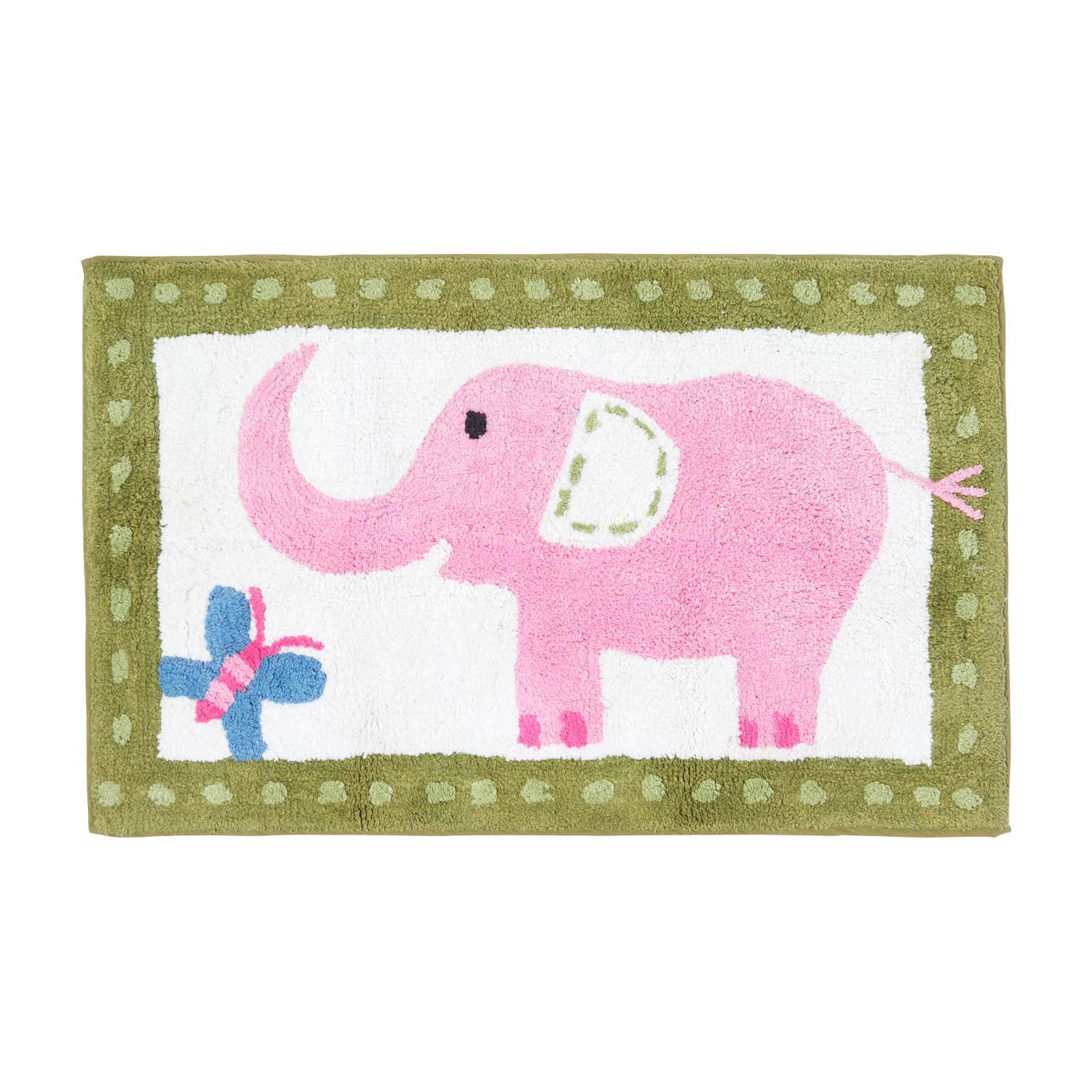 Cotton Tufted Pink Elephant Children Rug