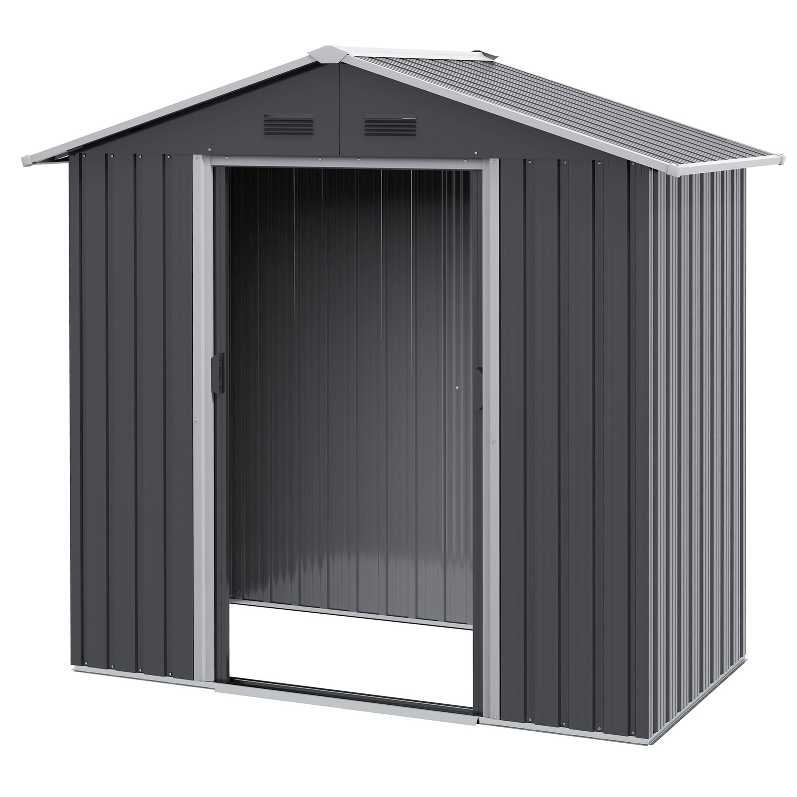 6.5ft X 3.5ft Garden Shed, Metal Shed Garden Outdoor Storage | Dark Gray