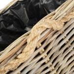 Square Tapered Rope Handled Rattan Planter With Plastic Lining | Medium | Natural