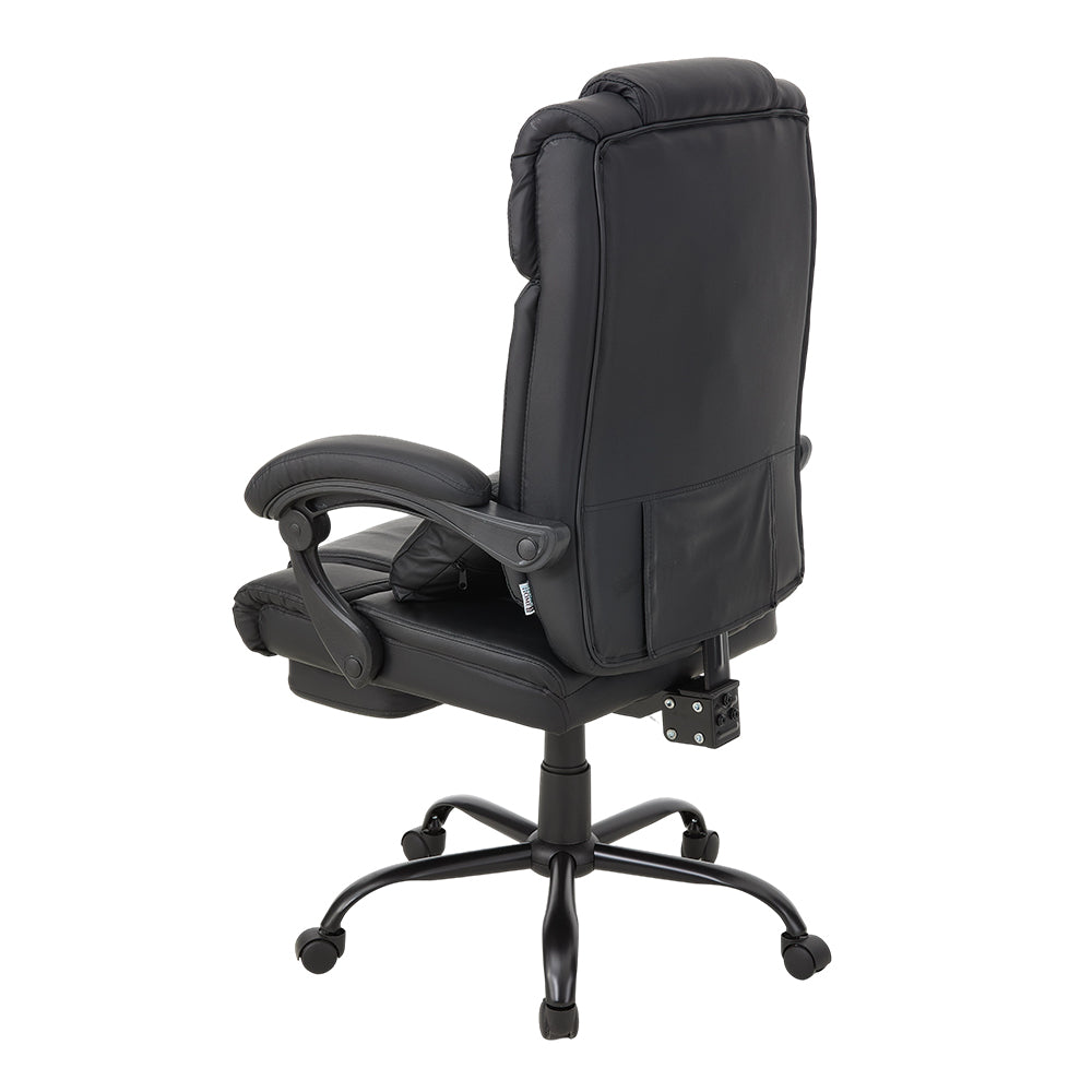 Ergonomic Black Pu Office Chair – High Back, Recline 135°, Built-in Footrest, Adjustable Height, 360° Swivel