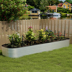 Raised Garden Bed Kit Oval-shaped Galvanized Steel Raised Garden Bed Raised Planter Box Outdoor | Large | Galvanized Silver