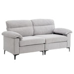 Minimalist Chenille Fabric Two-seat Sofa With Wooden Frame & Black Metal Legs | Grey