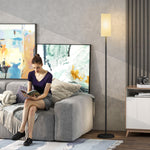 Floor Lamp With Linen Shade & Foot Switch For Living Room