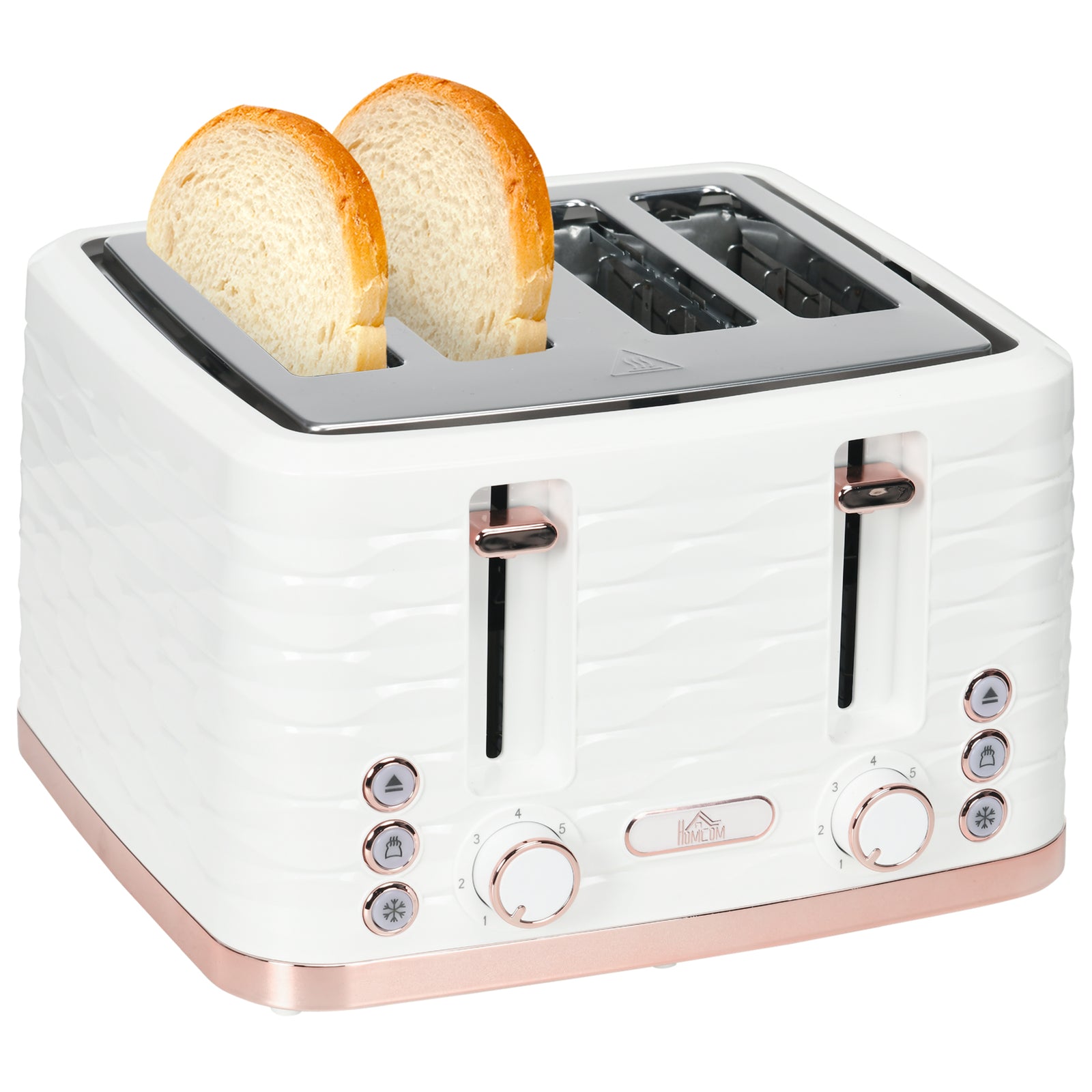 Toaster With 4 Slot, 7 Browning Levels, 1600w, Ripple | One Size | White