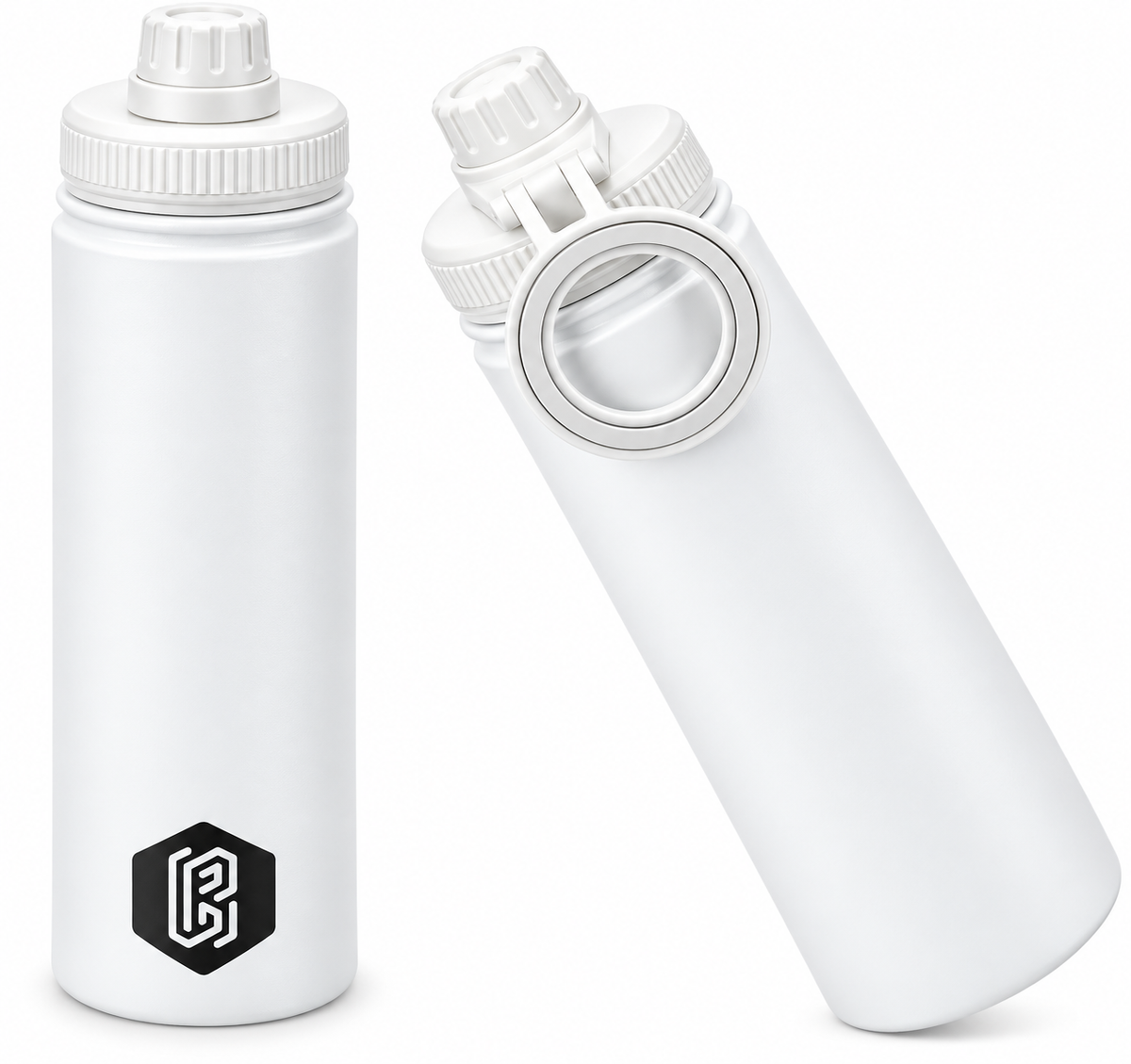 800ml Insulated Stainless Steel Water Bottle Magnetic Phone Holder | White