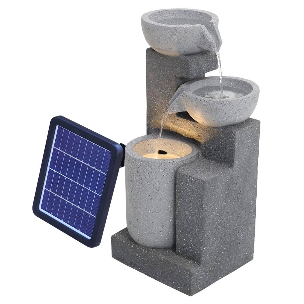 Outdoor Water Fountain Rockery Decor Solar Powered