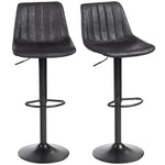 Bar Stools Set Of 2 Adjustable Swivel Bar Chairs With Backrest Black
