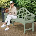 Lutyens Style Pu Painted Wooden Garden Bench | Sage Green