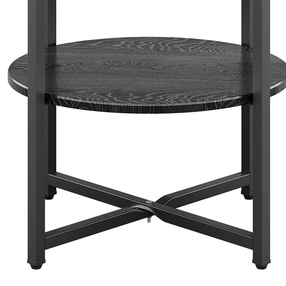 Small Round Coffee Table With 2 Tier | Black