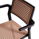 Set Of 4 Pseudo-rattan Pp Dining Chair With Armrest | Black