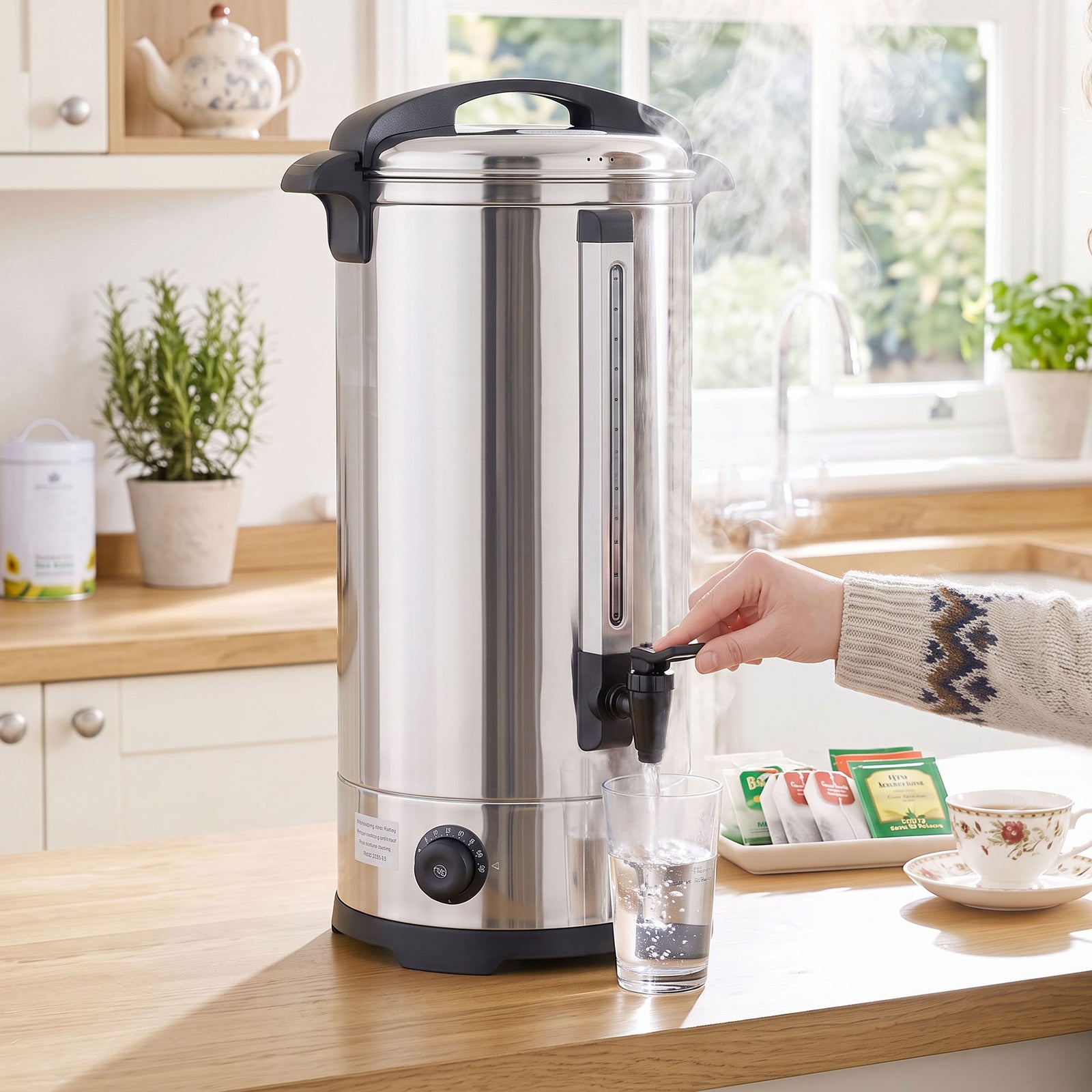 Catering Urn, Stainless Steel Tea Urn With Keep Warm | 24l | Silver
