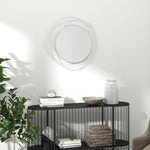 Metal Wall Art 65cm Round Mirror For Living Room | One Size | Silver