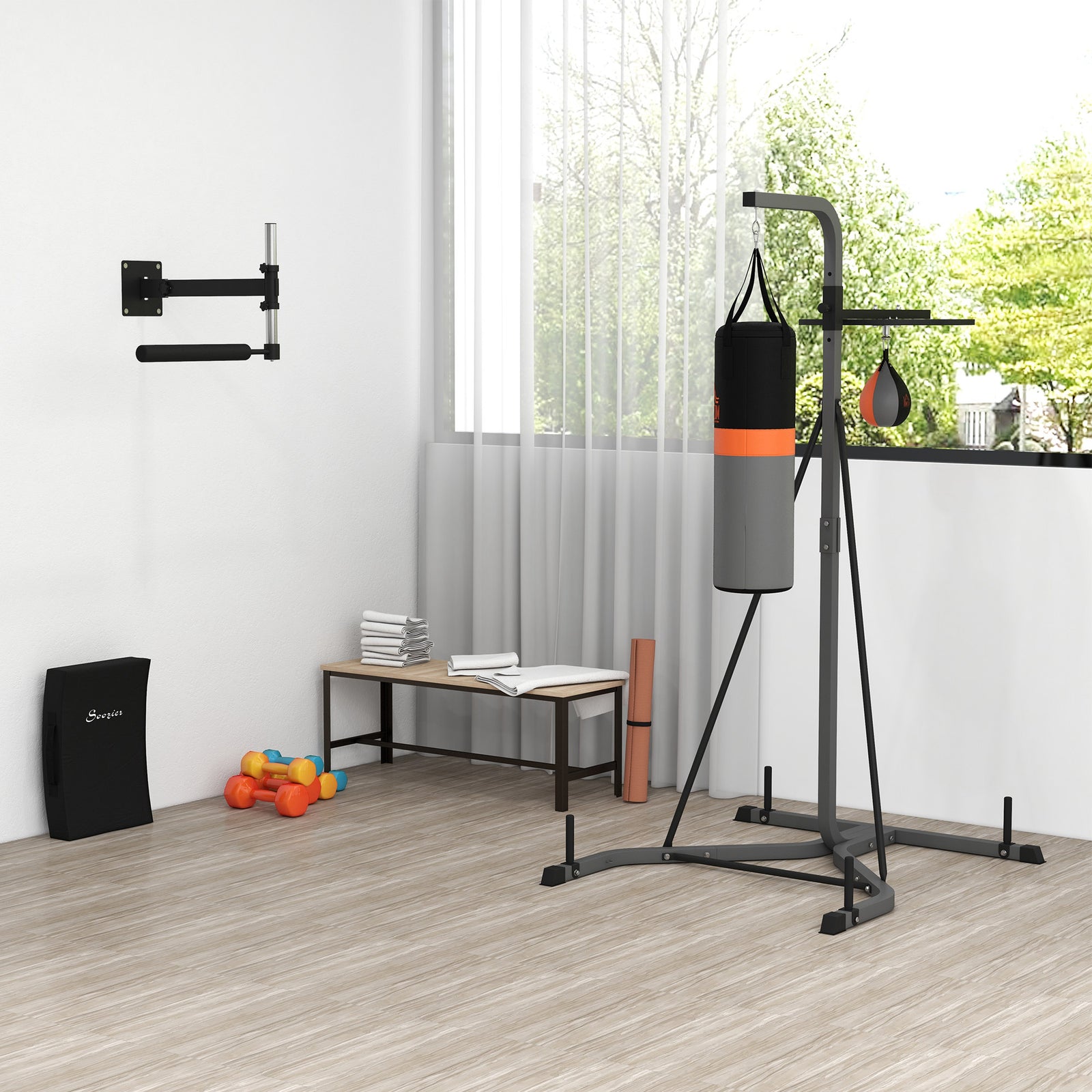 Boxing Station: Punchbag & Speed Ball Freestanding Frame | Black