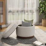 Modern Round Upholstered Storage Ottoman Stool