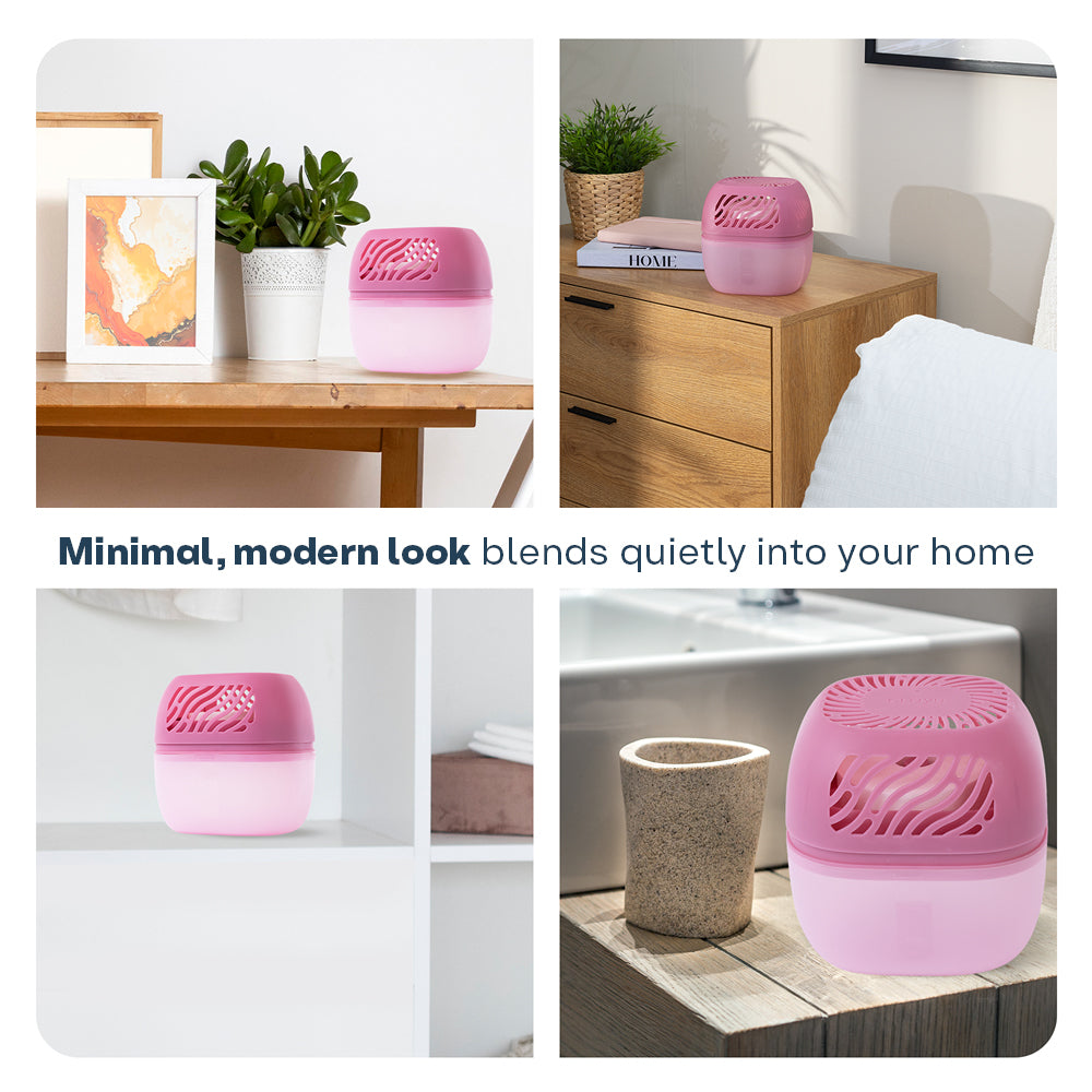 Reusable 1000ml Dehumidifier With 2 Calcium Chloride Refill Tabs | Pink