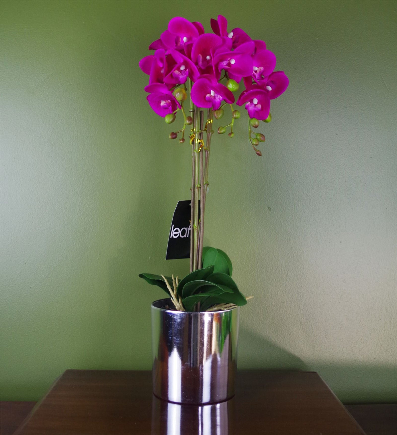 52cm Artificial Orchid Large Dark Pink And Silver