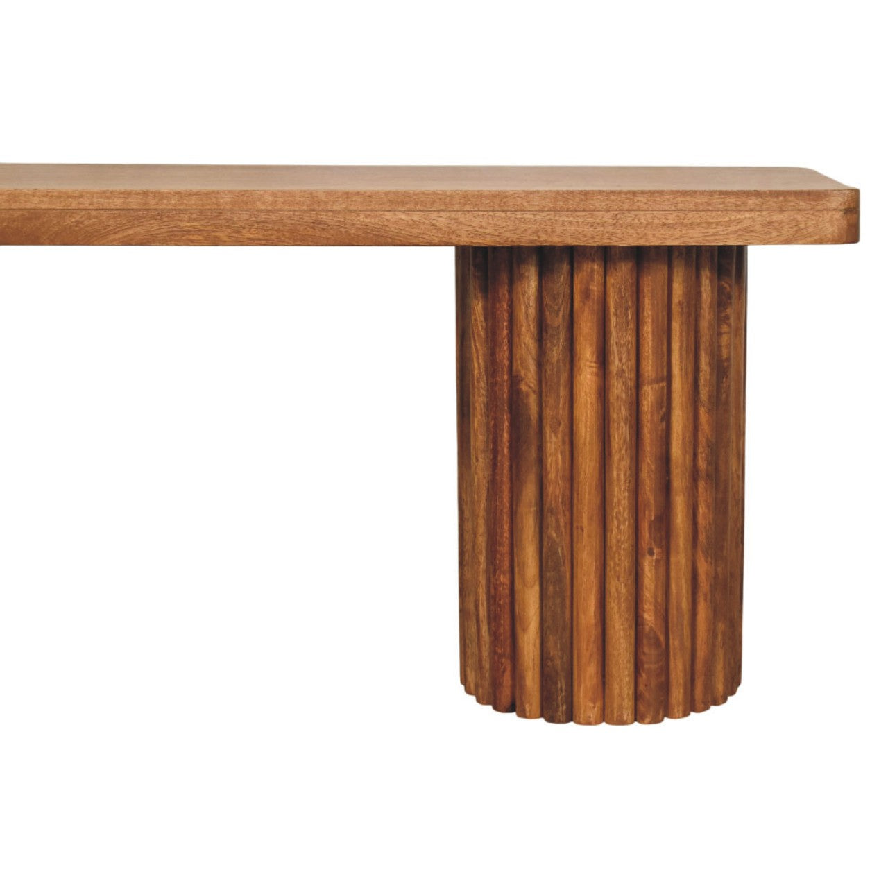 Astoria Fluted Bench, 2 cylindrical fluted bases, Warm Brown