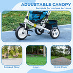 6 In 1 Kids Trike, Stroller With Parent Handle | Teal