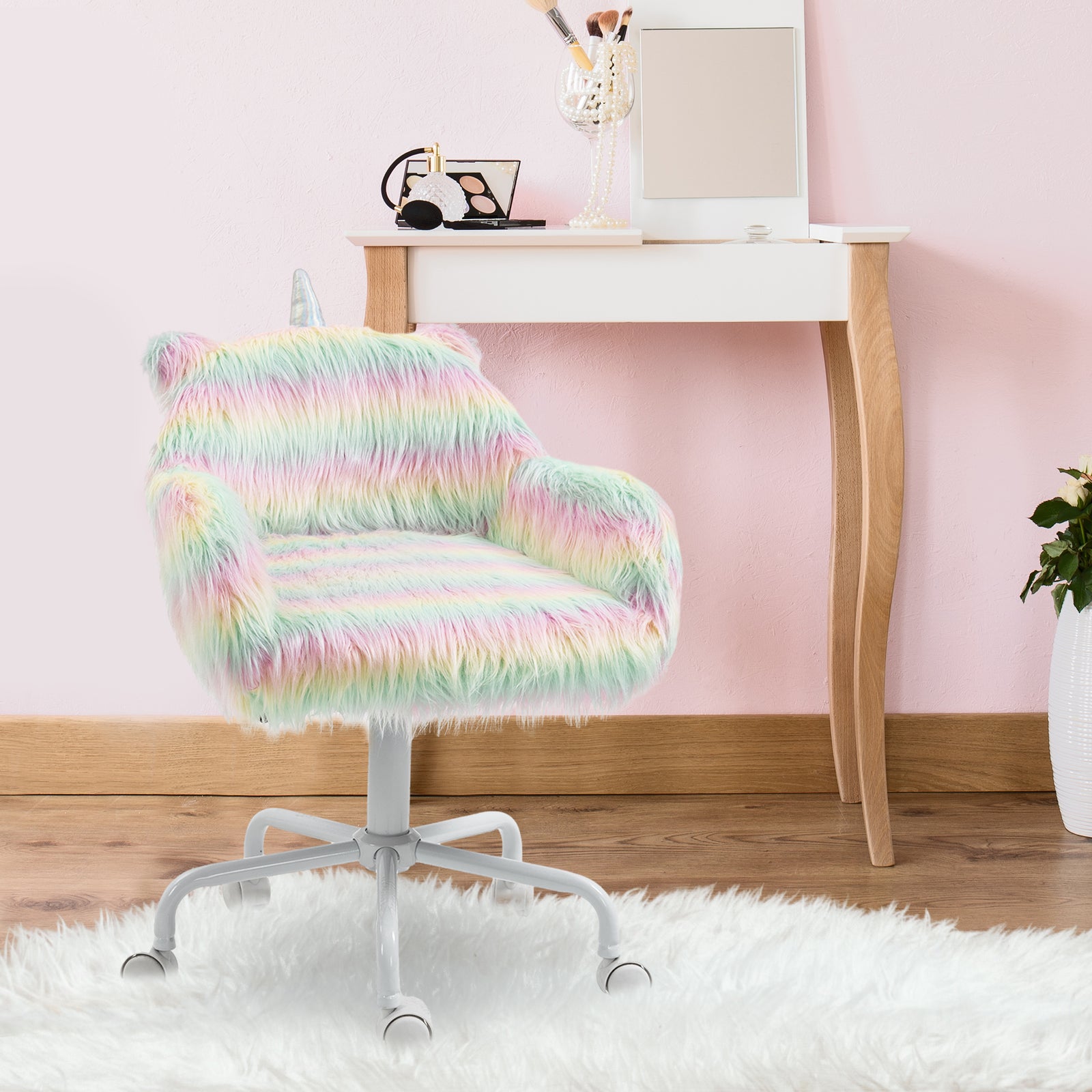 Fluffy Desk Chair Faux Fur Colorful