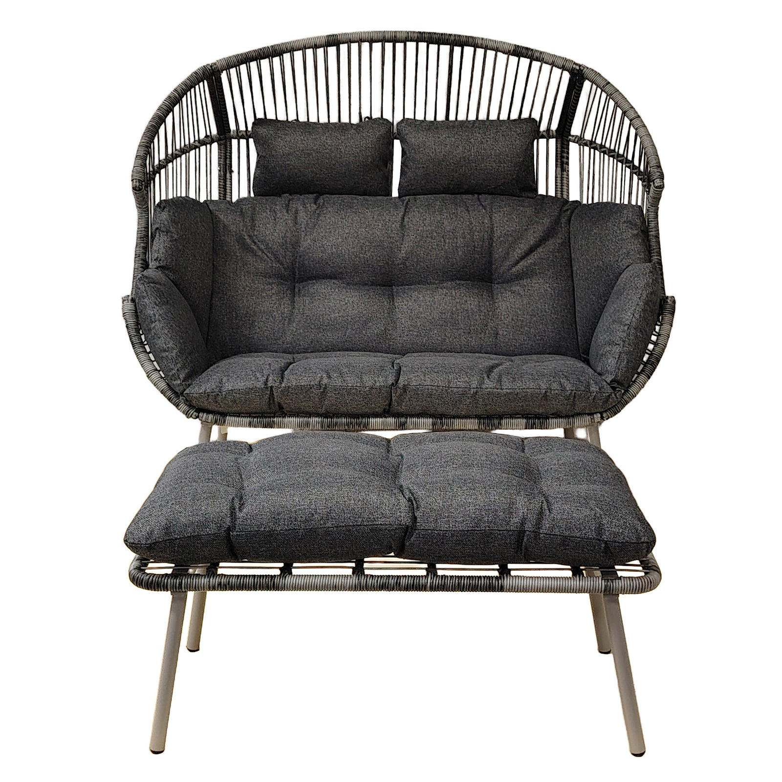 Cocona 2 Seat Standing Egg Chair And Stool | One Size | Dark Grey