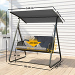 2-seater Rattan Swing Chair, Outdoor Garden Hanging Swing Seat