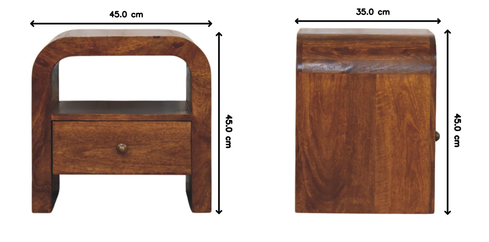 Solid Wood Darcy Chestnut Nightstand, 1 Drawer And Open Shelf, Dark Brown | Dark Brown