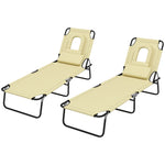 Set Of 2 Sun Lounger Recliner Chairs | Set of 2 | Beige