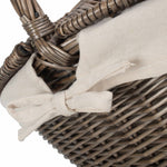 Wicker Antique Wash Finish Oval Picnic Basket | White