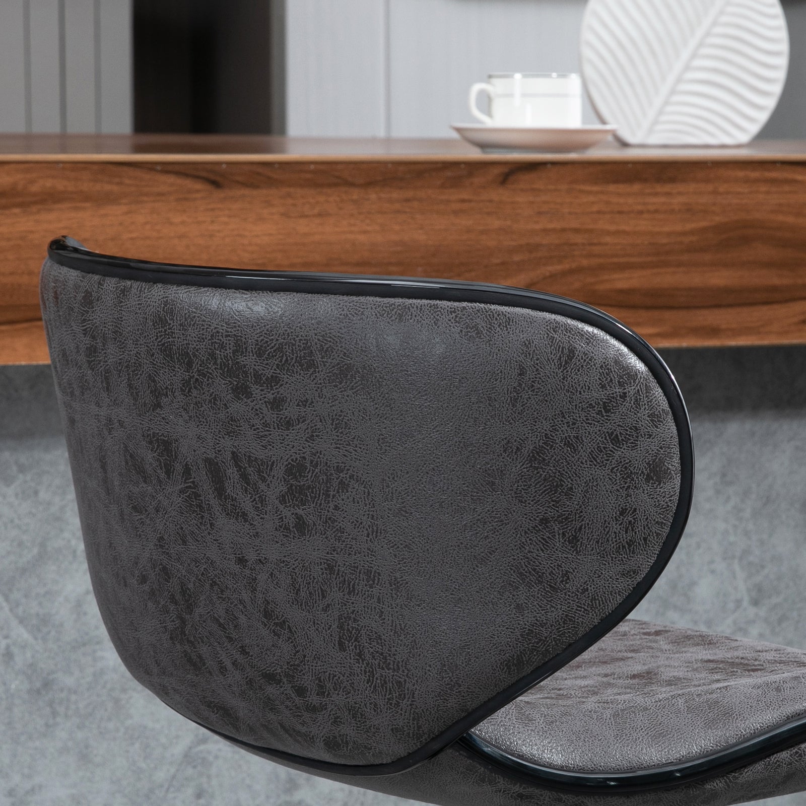 Bar Stool Set Of 2 Microfiber Adjustable | Dark Gray