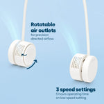 Livivo Portable Neck Fan Rechargeable 3 Speed Cooling Fan White