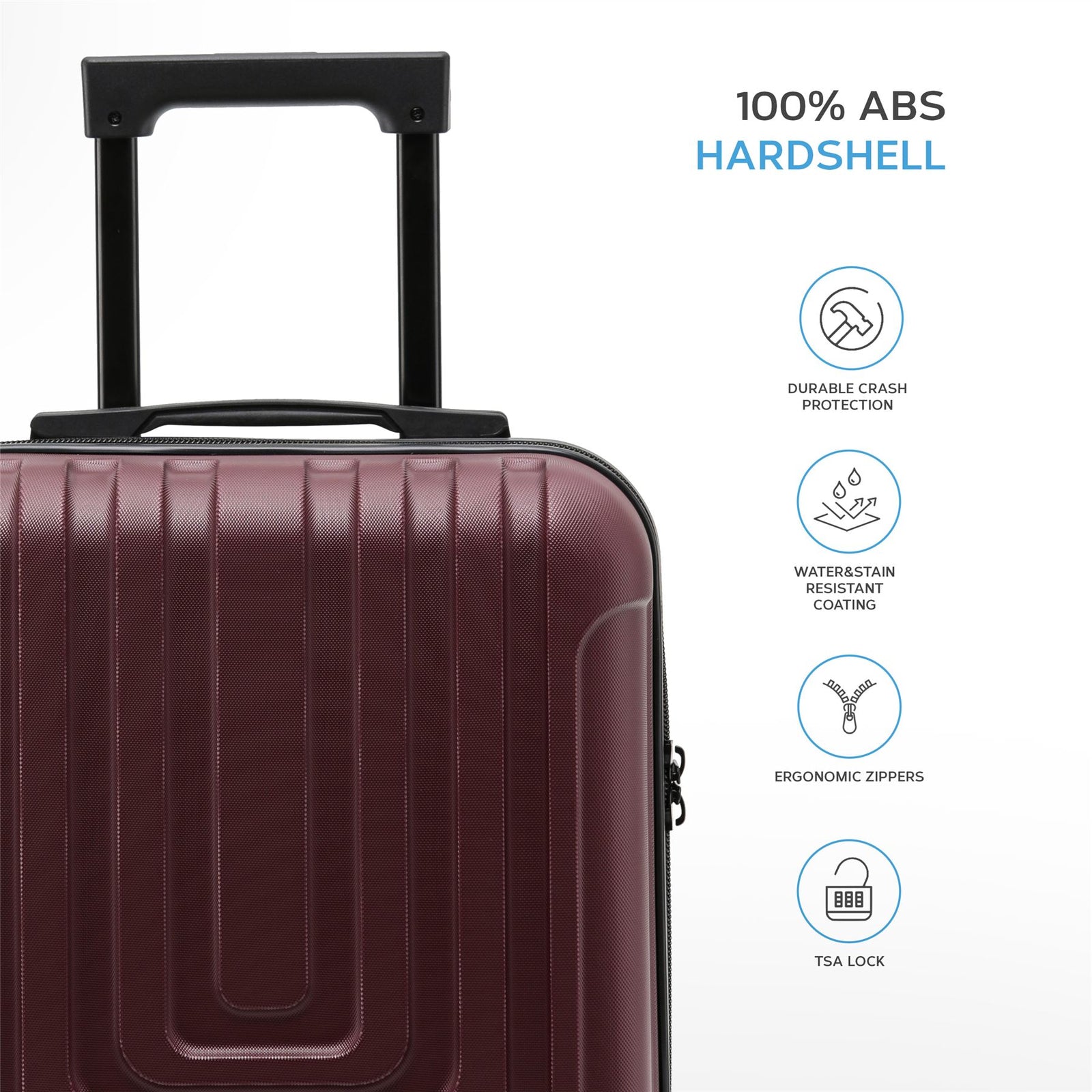 45x36x20cm Lightweight Underseat Cabin Carry On Suitcase - 100+ Airline Approved - Hard Shell Luggage - 4 Wheels | 45 x 36 x 20cm | Burgundy