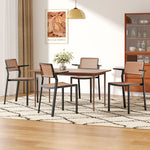 Set Of 4 Pseudo-rattan Pp Dining Chair With Armrest | Black