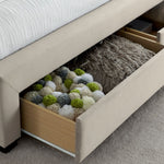 Newton Velvet 4 Drawer Storage Bed | Double | Natural