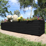 Pine Wooden Trough Planter With Feet | 200cm x 42cm x 38cm | Matte Black