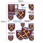 West Ham United FC Gift Wrap, 2 Sheet 2 Tag, Official Product