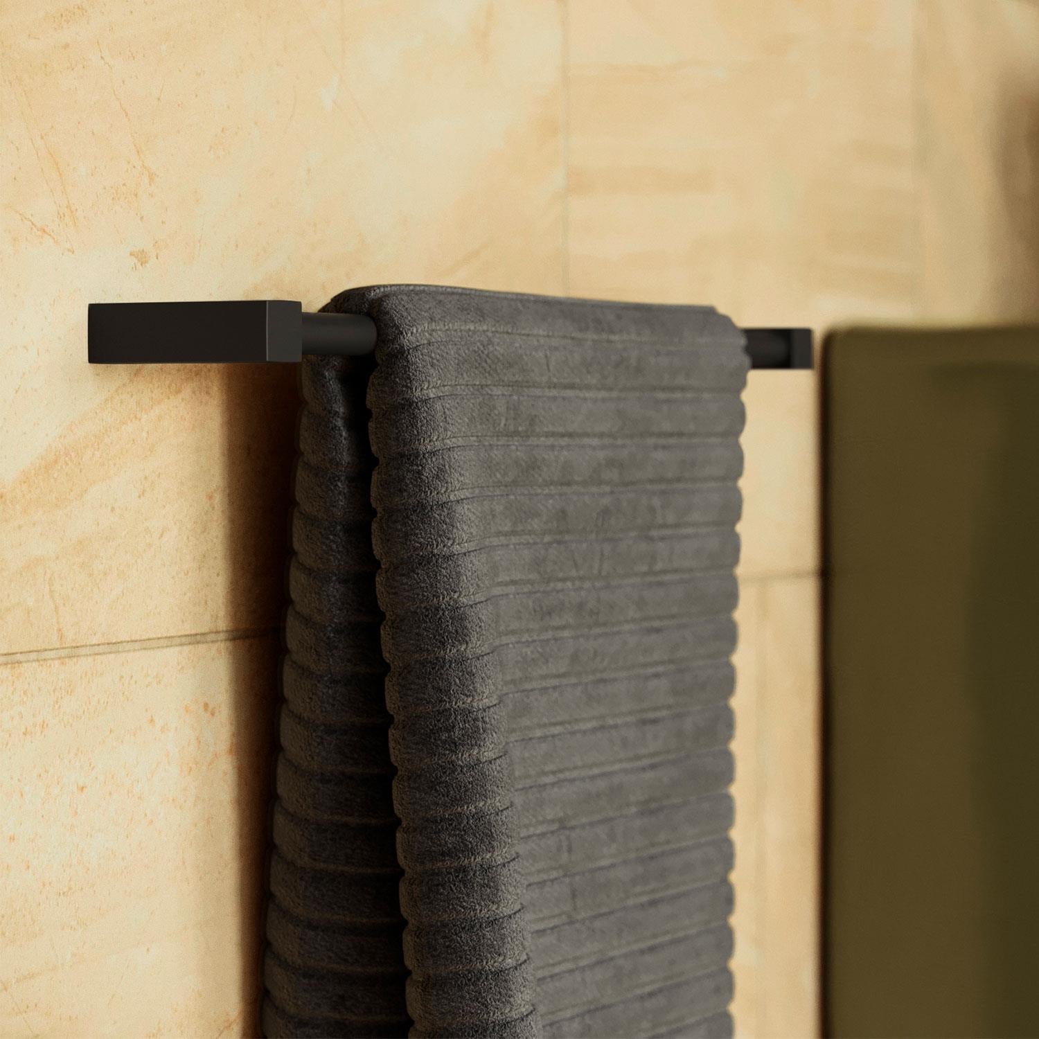 Towel Rail, Black Matt, Wall-mounted, 40 Cm. Collection Metric