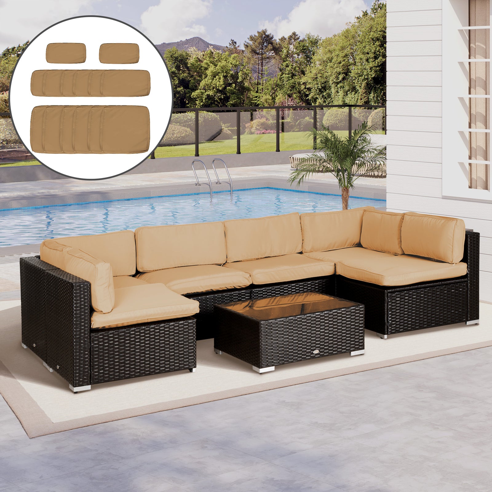 Outdoor Sofa Cushion Covers | Dark Beige
