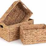 Water Hyacinth Rectangular Storage Basket | Set-of-3 | Brown