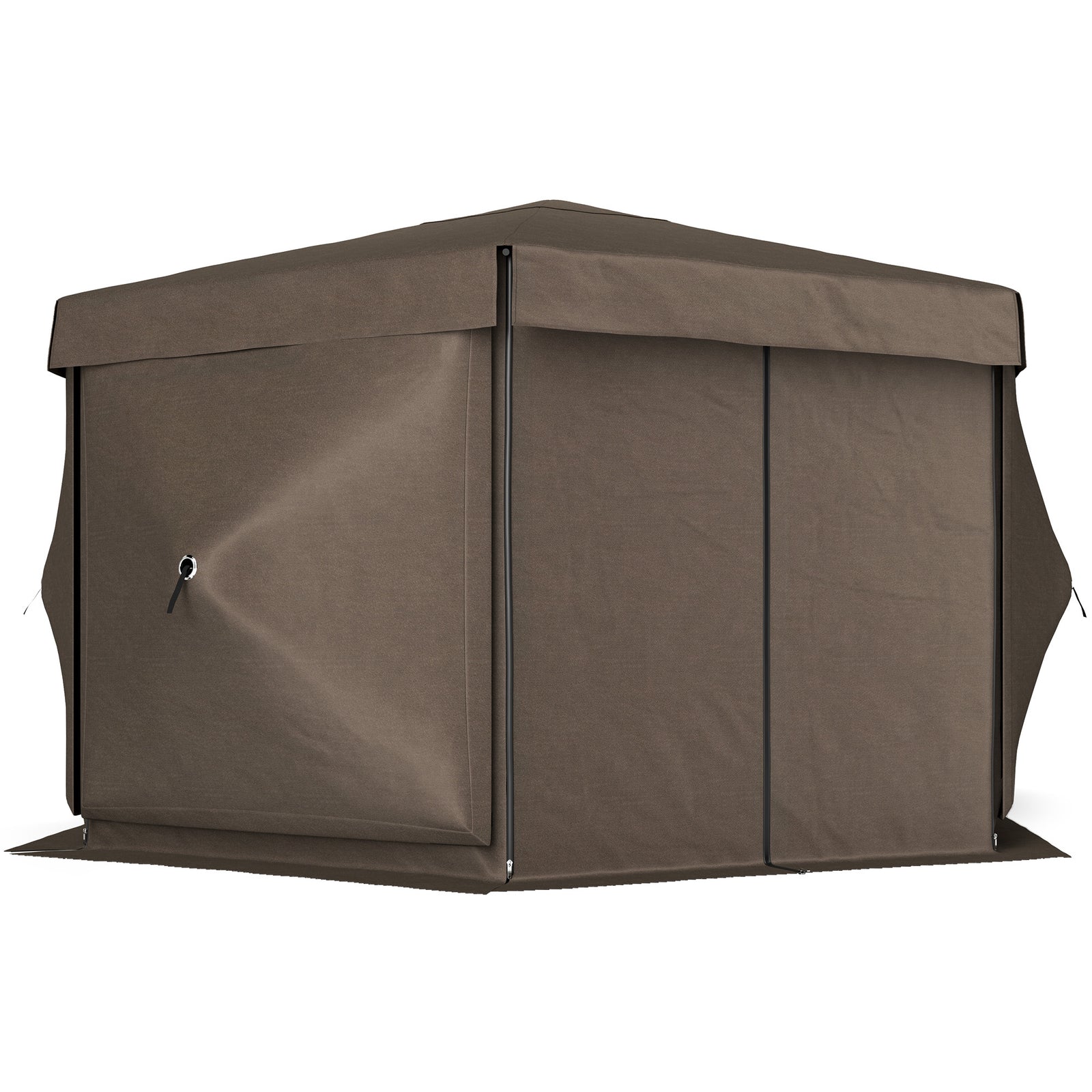 3 X 3(m) Hexagon Pop Up Gazebo With 5 Sides, Netting | Brown