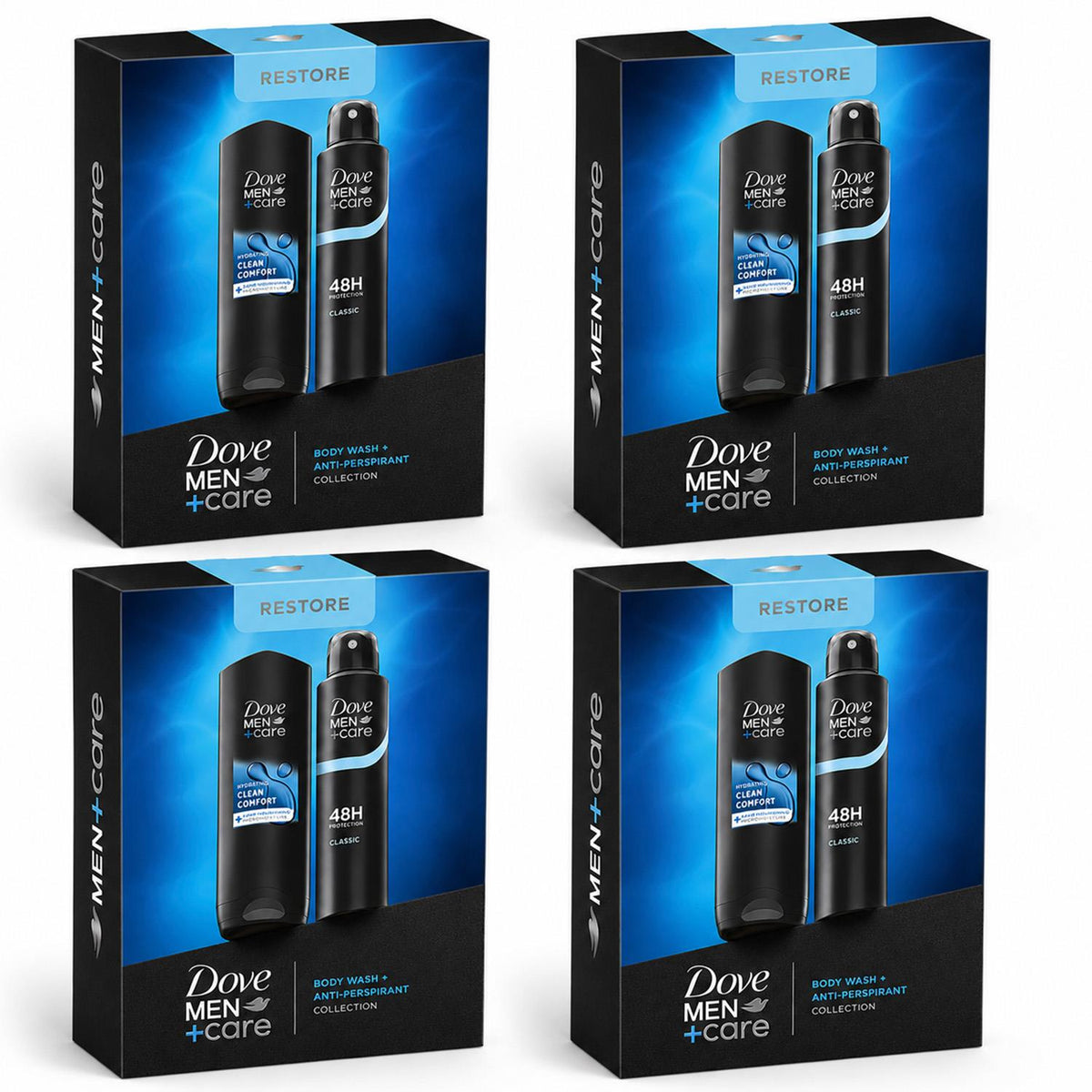 Men+care Restore Duo Gift Set: Full-size Body Wash & Deodorant | Set of 4