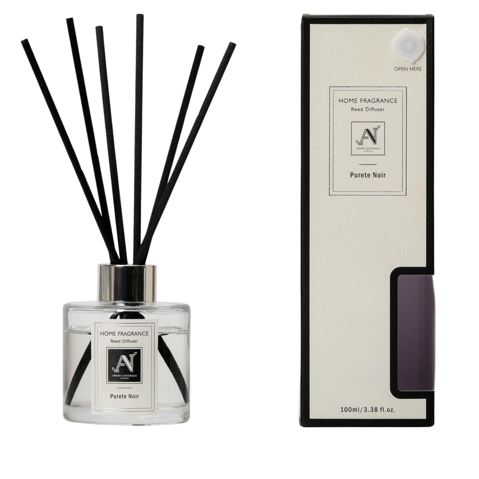 Minimalist Luxe Reed Diffuser With Metal Collar Purete Noir Scent