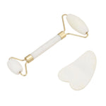 Gua Sha And Jade Roller Set For Facial Massage | White