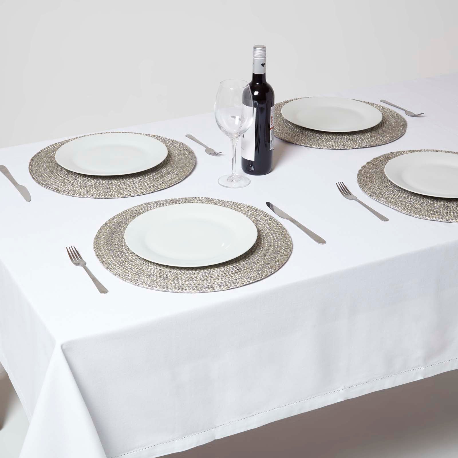 Handwoven Round Placemats Set Of 4 | 40cm | Silver