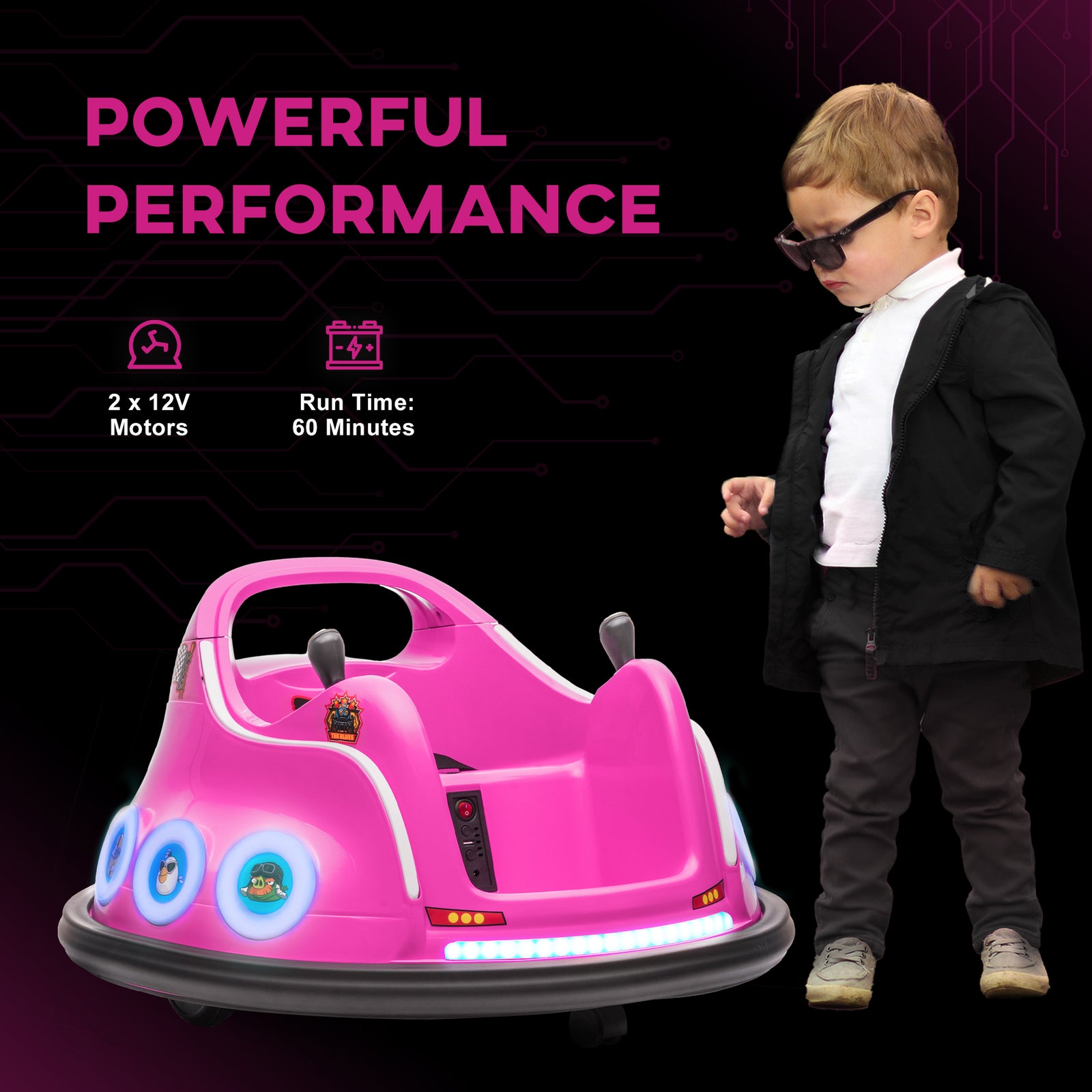 Angry Bird Licensed 12v Kids Bumper Car W/ Joysticks, Remote | Pink