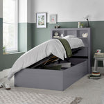 Oscar Wooden Bookcase Ottoman Storage Bed | Single | Grey