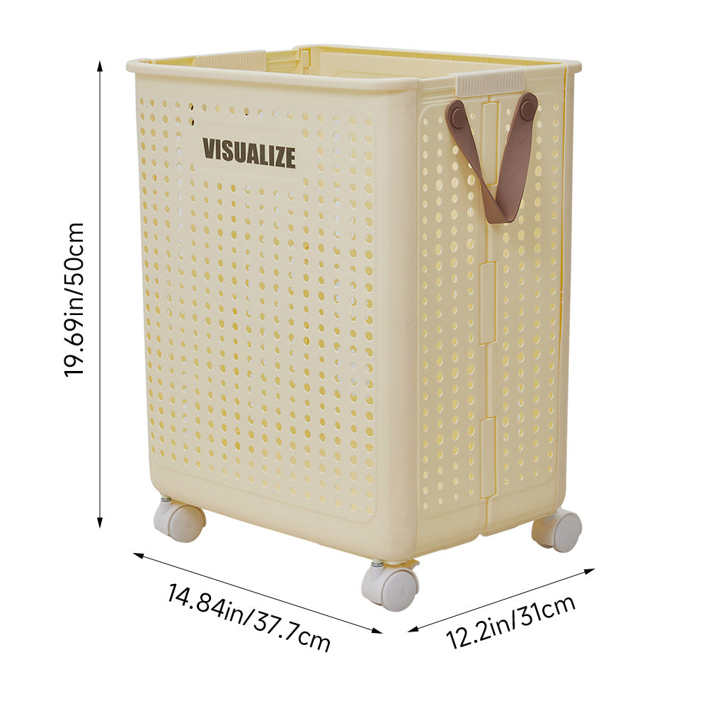 Foldable Laundry Basket With Wheels | Large | Beige